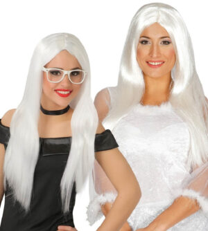 PELUCA MELENA BLANCA LISA LARGA