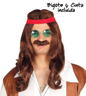 PELUCA HIPPIE CON BIGOTE