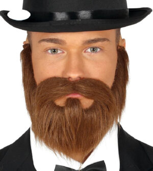 BARBA Y BIGOTE CASTAÑA CON GOMA ELASTICA