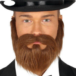 BARBA Y BIGOTE CASTAÑA CON GOMA ELASTICA