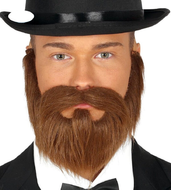BARBA Y BIGOTE CASTAÑA CON GOMA ELASTICA