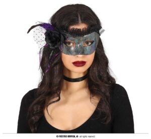 ANTIFAZ PLATEADO CON VELO NEGRO