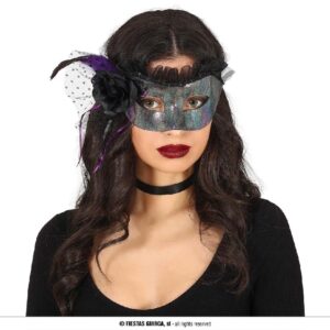 ANTIFAZ PLATEADO CON VELO NEGRO