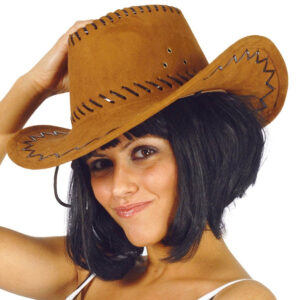 SOMBRERO VAQUERO MARRON SIMIL-PIEL