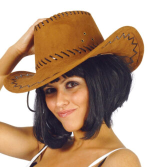 SOMBRERO VAQUERO MARRON SIMIL-PIEL