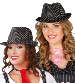 SOMBRERO GANGSTER NEGRO RAYAS