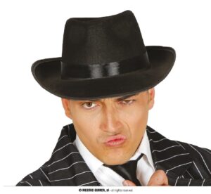 SOMBRERO GANSTER NEGRO CINTA NEGRA
