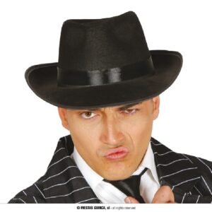SOMBRERO GANSTER NEGRO CINTA NEGRA