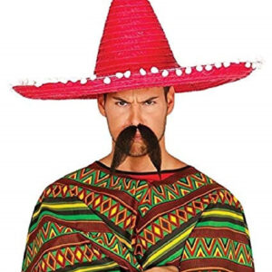 SOMBRERO MEXICANO PAJA ROJO 60CM