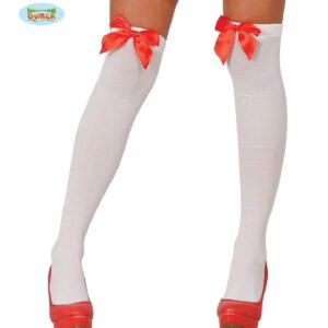 MEDIAS BLANCAS LAZOS ROJOS