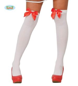 MEDIAS BLANCAS LAZOS ROJOS