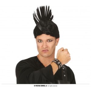 MUÑEQUERA CALAVERA SIMIL CUERO NEGRO ROCKERO