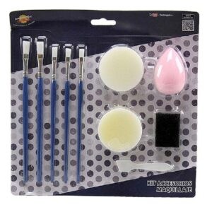 SET DE 5 PINCELES Y 4 ESPONJAS MAQUILLAJE