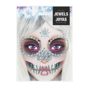 JOYAS FACIALES ADHESIVAS CALAVERA VERDE