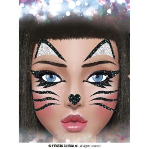 PEGATINAS GATA GATITA GLITTER FACE 20X20 CM