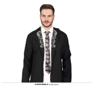 CORBATA GRUESA CON CALAVERAS MEXICANAS DIA DE LOS MUERTOS