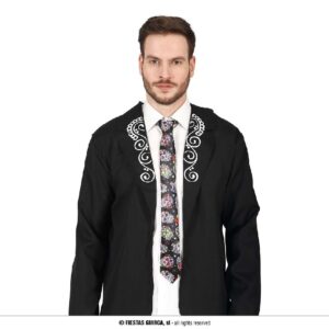 CORBATA GRUESA CON CALAVERAS MEXICANAS DIA DE LOS MUERTOS