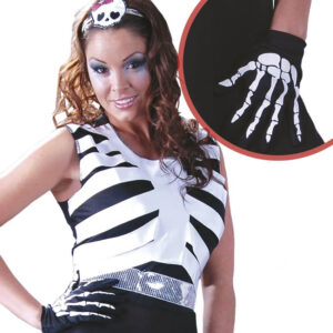 PAR DE GUANTES CORTOS ESQUELETO