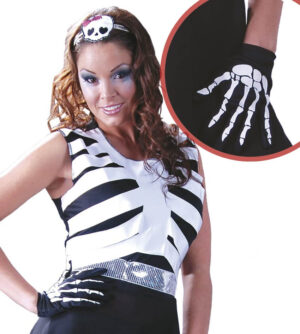 PAR DE GUANTES CORTOS ESQUELETO