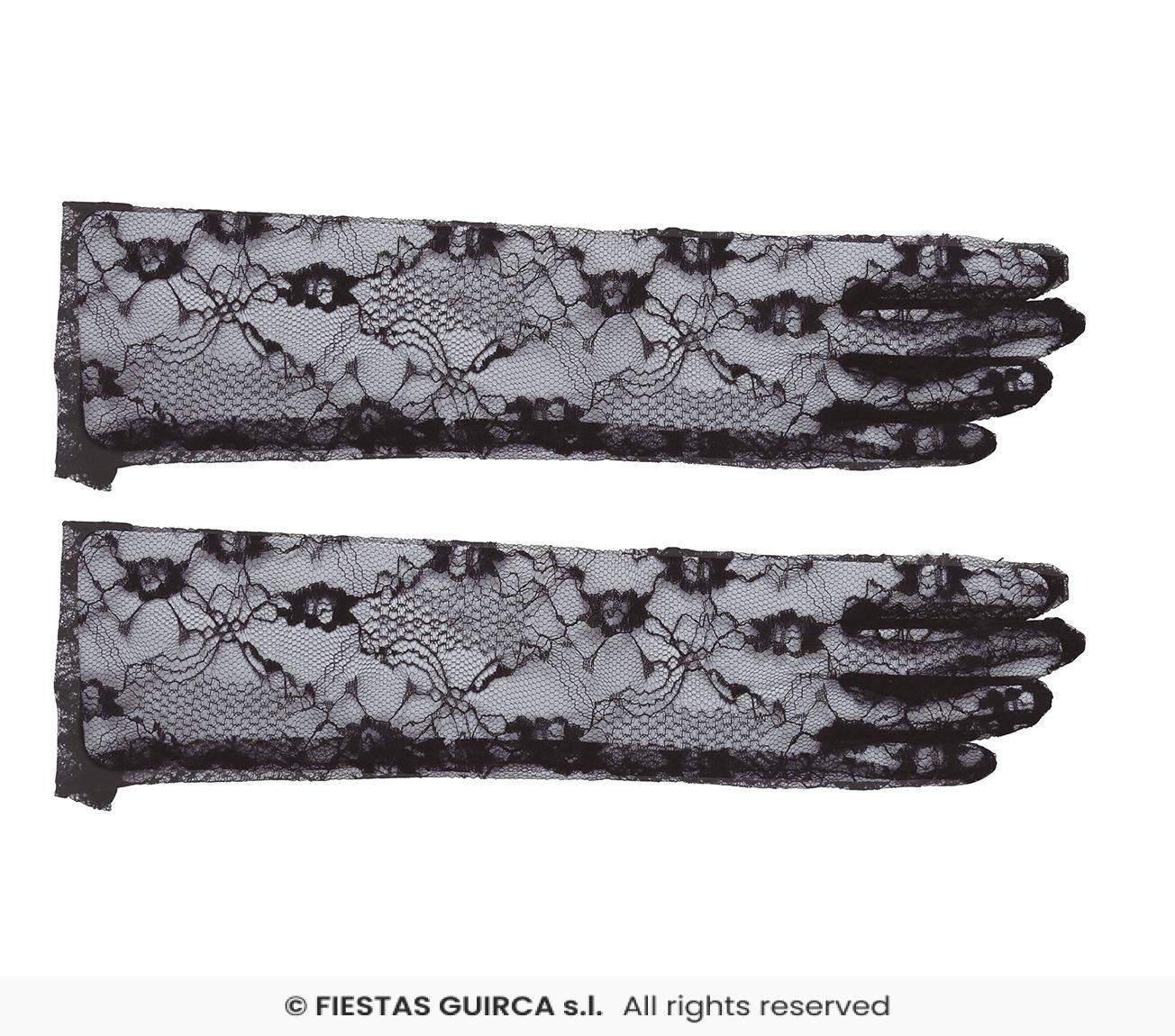 PAR DE GUANTES CALADOS NEGROS ENCAJE 36 CMS - Imagen 2