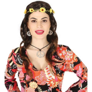 CONJUNTO DE COLLAR Y PENDIENTES HIPPIES PLATEADOS