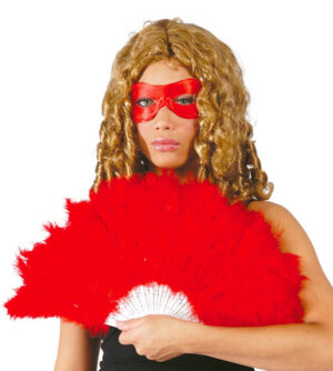 ABANICO PLUMAS ROJO