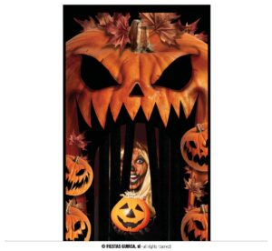 DECOR. PUERTA CON CORTINA, 145X240 CMS.CALABAZAS