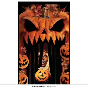 DECOR. PUERTA CON CORTINA, 145X240 CMS.CALABAZAS