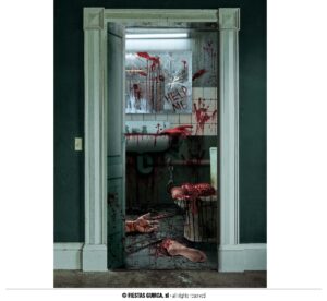 DECORACION PUERTA WC SANGRIENTO 80 X 180 CMS