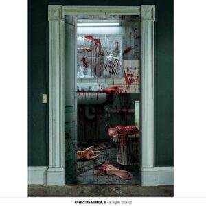 DECORACION PUERTA WC SANGRIENTO 80 X 180 CMS