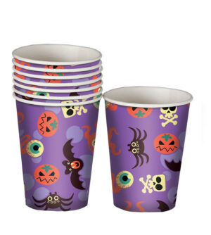 8 VASOS HALLOWEEN 10 CMS LILA