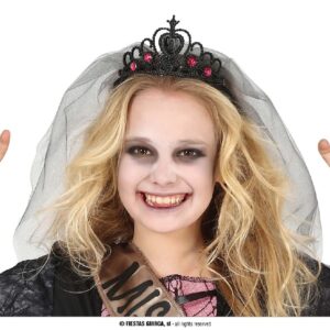 DIADEMA NEGRA PRINCESA CON VELO