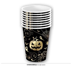 BOLSA 6 VASOS CALABAZA ORO 240 ML 9 CMS