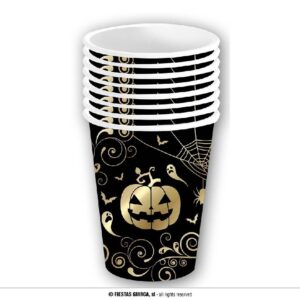 BOLSA 6 VASOS CALABAZA ORO 240 ML 9 CMS