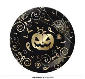 PAQUETE 6 PLATOS CALABAZA ORO 23 CM