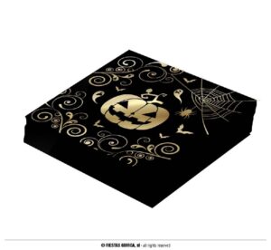 PAQUETE 12 SERVILLETAS CALABAZA ORO 33X33 CMS