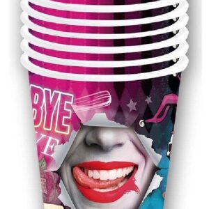 BOLSA 6 VASOS DANGEROUS 240 ML 9 CMS HARLEY QUINN