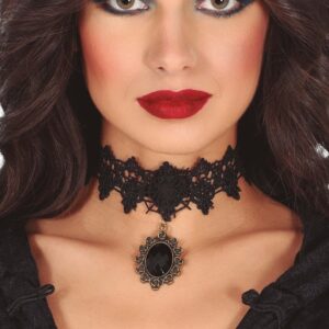 GARGANTILLA NEGRA CON PIEDRA NEGRA