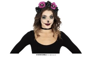 DIADEMA CATRINA FLORES NEGRAS Y ROSAS