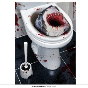 DECORACION  WC TIBURON ASESINO, 30X40 CMS.