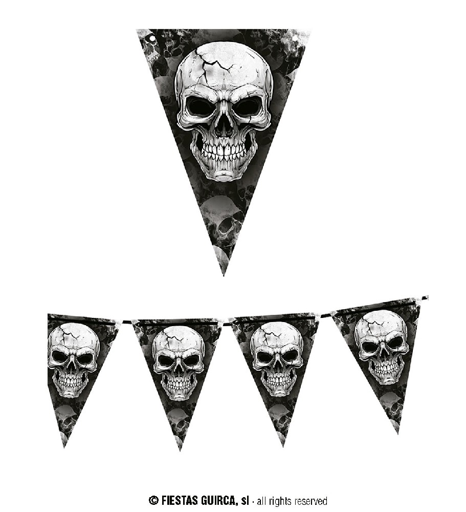 GALLARDETE CALAVERAS 300 CMS GUIRNALDA - Imagen 2