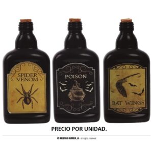 BOTELLAS VENENO VIDRIO SURTIDAS 19 CMS.