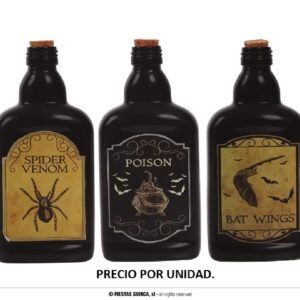 BOTELLAS VENENO VIDRIO SURTIDAS 19 CMS.