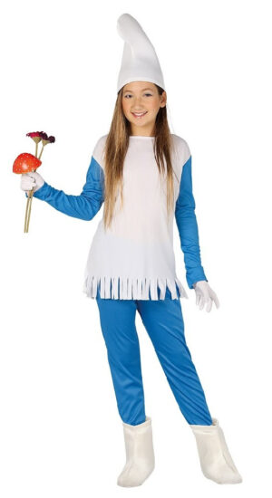 DISFRAZ ENANITA AZUL PITUFINA  INFANTIL TALLA 10-12 AÑOS