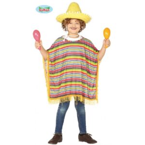 DISFRAZ PONCHO MEXICANO INFANTIL TALLA 7-9 AÑOS