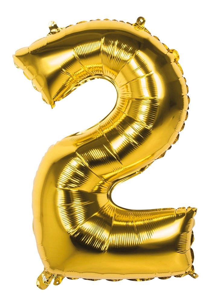 GLOBO GIGANTE NUMERO Nº2 COLOR ORO (60CM)