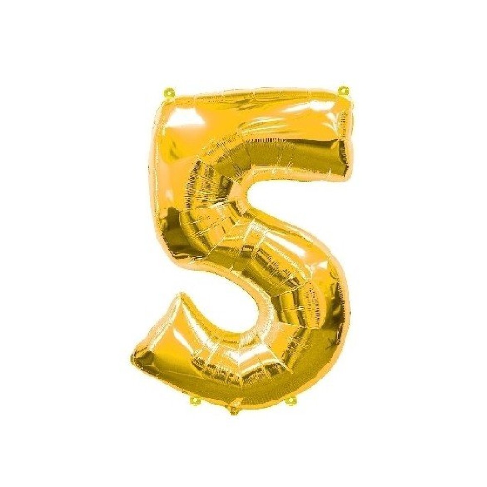 GLOBO GIGANTE NUMERO Nº5 COLOR ORO (60CM)
