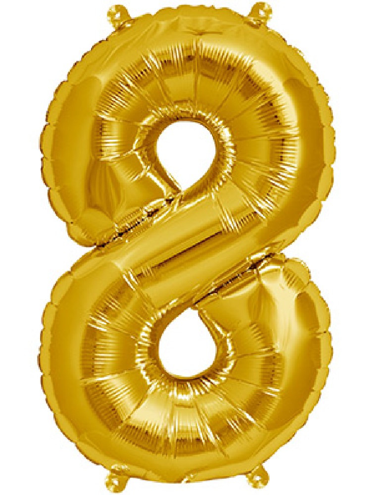GLOBO GIGANTE NUMERO Nº 8 COLOR ORO (60CM)