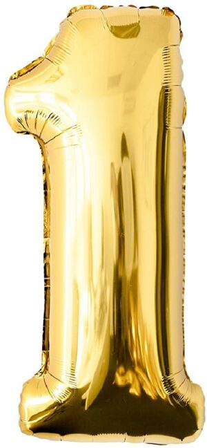 GLOBO GIGANTE NUMERO Nº 1 COLOR ORO (1M) APTO PARA HELIO