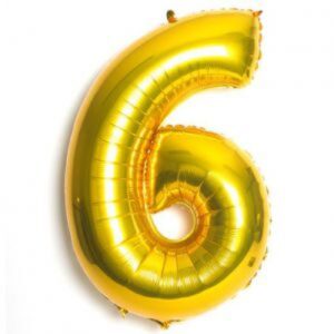 GLOBO GIGANTE NUMERO Nº 6 COLOR ORO (1M) APTO PARA HELIO